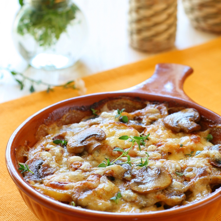 Recette Gratin pommes de terre – champignons