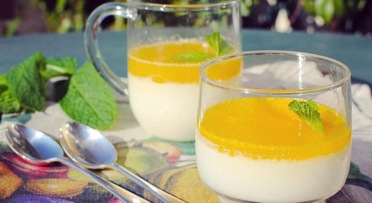 Pannacotta au lait d’amandes, fleur d’oranger et gelée d’agrumes