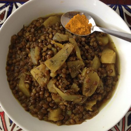 Curry de lentilles vertes aux patates douces