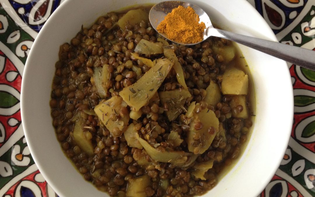 Curry de lentilles vertes aux patates douces