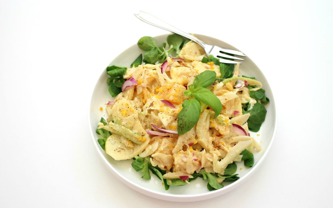 Salade de fenouil, pomme et orange & sauce crémeuse