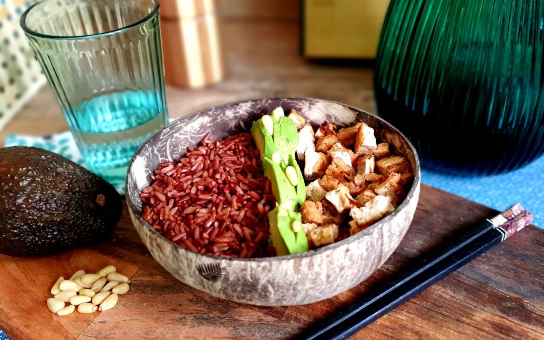 Riz rouge au tofu frit
