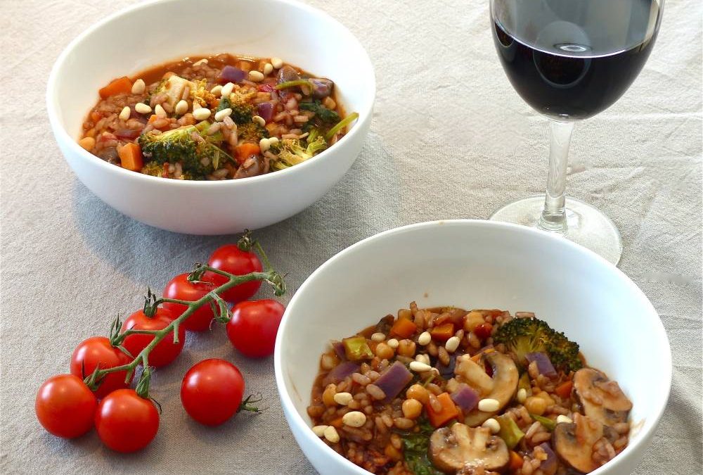 Risotto au vin rouge vegan