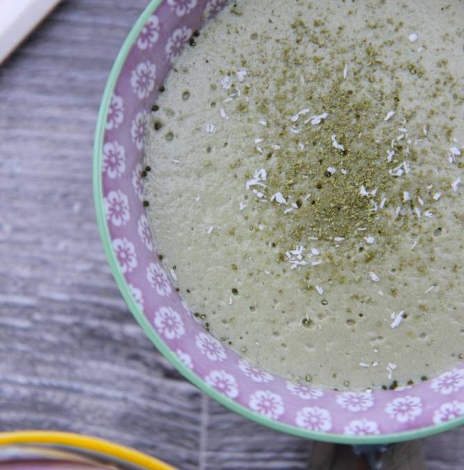 Crème dessert végétale matcha et orange douce