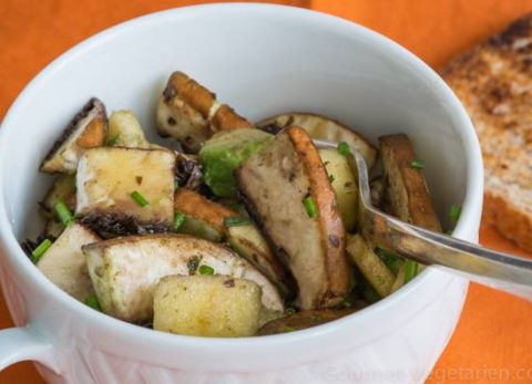 Recette Salade végétale de portobellos, pomme et ciboulette