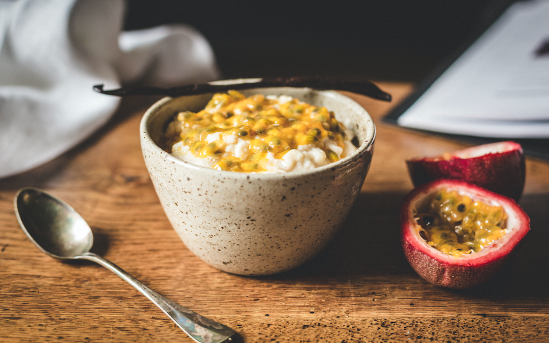 Riz au lait de coco et fruit de la passion