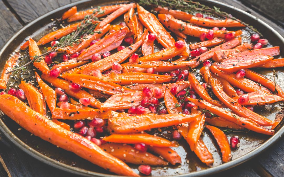 Carottes rôties à l’érable et graines de grenade