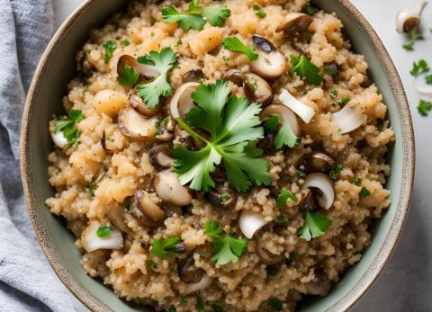 Recette Risotto vegan de quinoa aux champignons