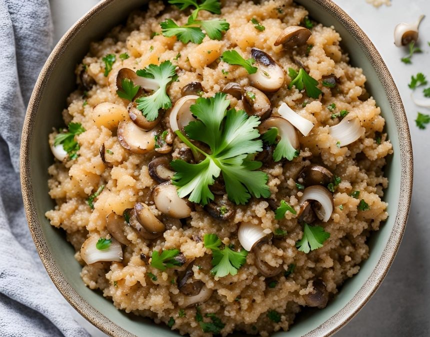 Risotto vegan de quinoa aux champignons