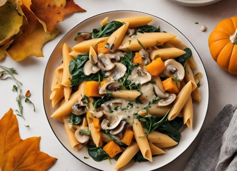 Recette Penne et légumes d’automne vegan