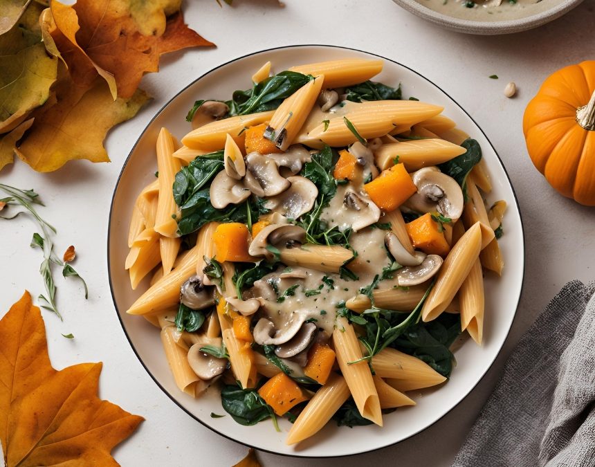 Penne et légumes d’automne vegan