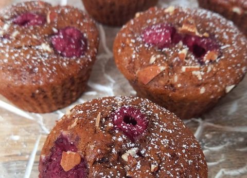 Recette Muffins crunchy framboise amande végane