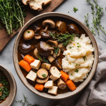 Mijoté de champignons et tofu vegan