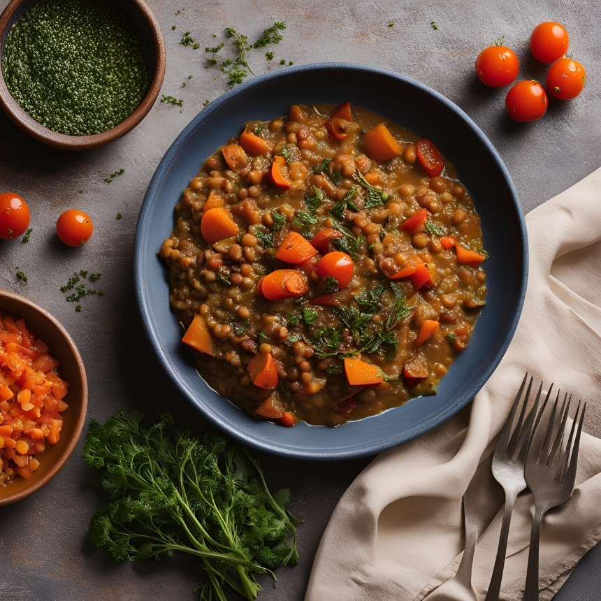 Recette Ragoût de lentilles à la moutarde vegan