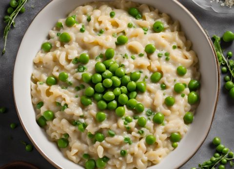 Recette Risotto de coquillettes aux petits pois vegan