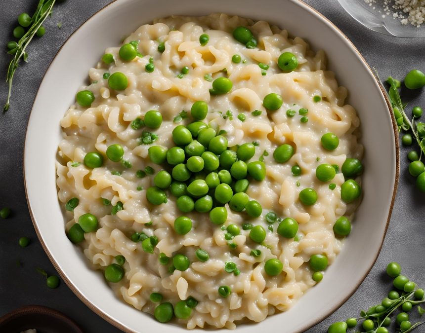 Risotto de coquillettes aux petits pois vegan