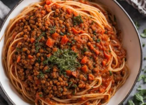 Recette Spaghetti bolognaise aux lentilles végane