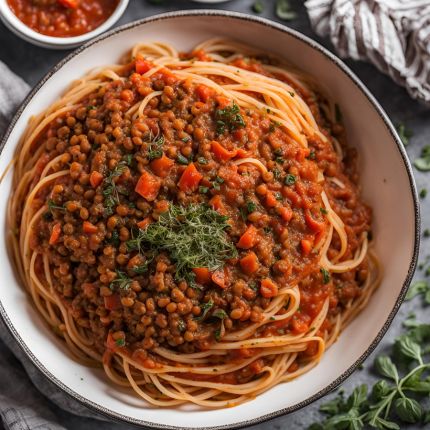 Spaghetti bolognaise aux lentilles végane