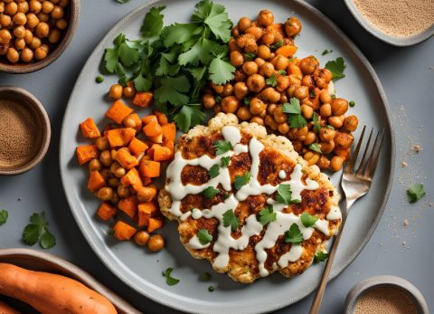 Recette Steak de chou-fleur et patate douce végétal